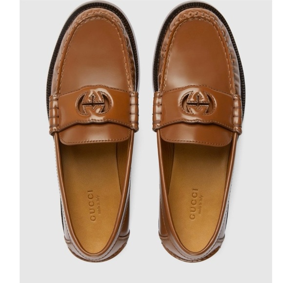 Gucci Shoes - Gucci Women's Brown Interlocking G’s Leather Loafers